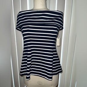 NWT Maeve by Anthropologie Top Off Shoulder Size Small Navy & White MSRP $68